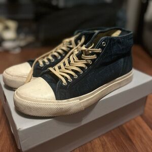 High-Top Canvas Sneakers in blue  and Tan